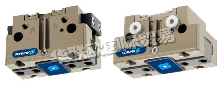 SCHUNK機械爪手JGP64-1帶雙平動機械手的旋轉頭，可在機器內同時裝載和卸載工件。在壓縮空氣的作用下，橢圓形活塞上下移動。楔式結構的有角度活動表面使基爪能夠同步平動。