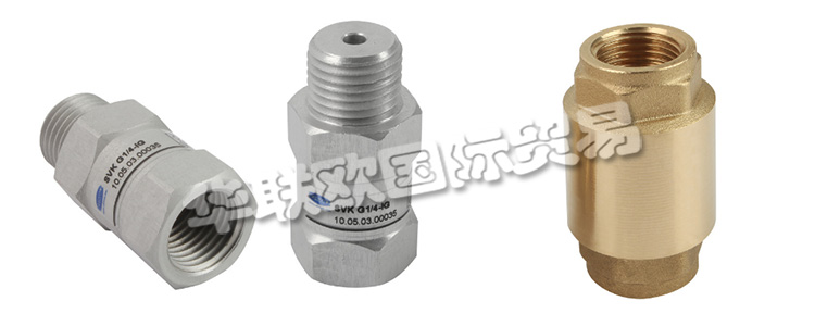 止回閥是指依靠介質本身流動而自動開、閉閥瓣，用來防止介質倒流的閥門，又稱逆止閥、單向閥、逆流閥和背壓閥。止回閥屬于一種自動閥門，其主要作用是防止介質倒流、防止泵及驅動電動機反轉，以及容器介質的泄放。止回閥還可用于給其中的壓力可能升至超過系統壓的輔助系統提供補給的管路上。止回閥主要可分為旋啟式止回閥(依重心旋轉)與升降式止回閥(沿軸線移動)。SCHMALZ止回閥一般用于關閉未覆蓋的吸盤的真空管路，是真空應用中非常重要的一種真空組件。